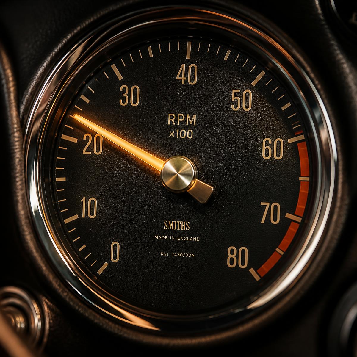 Detail of a vintage tachometer